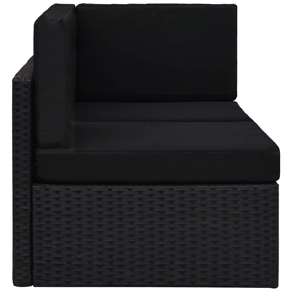 Sectional Sofa 2-Seater Poly Rattan Black