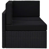 Sectional Sofa 2-Seater Poly Rattan Black