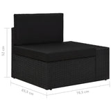 Sectional Sofa 2-Seater Poly Rattan Black - Close-Up Angle