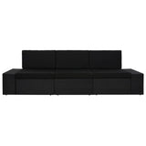 Sectional Sofa 3-Seater Poly Rattan Black - Front View