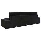 Sectional Sofa 3-Seater Poly Rattan Black - Top-Down View