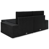 3 Piece Garden Lounge Set Poly Rattan Black - Top-Down View