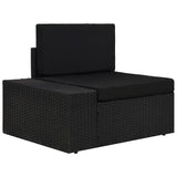 3 Piece Garden Lounge Set Poly Rattan Black - Close-Up Angle