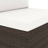 2 Piece Garden Lounge Set Poly Rattan Brown - Close-Up Angle