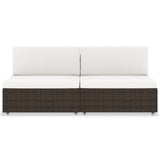 Sectional Sofa 2-Seater Poly Rattan Brown - Front View