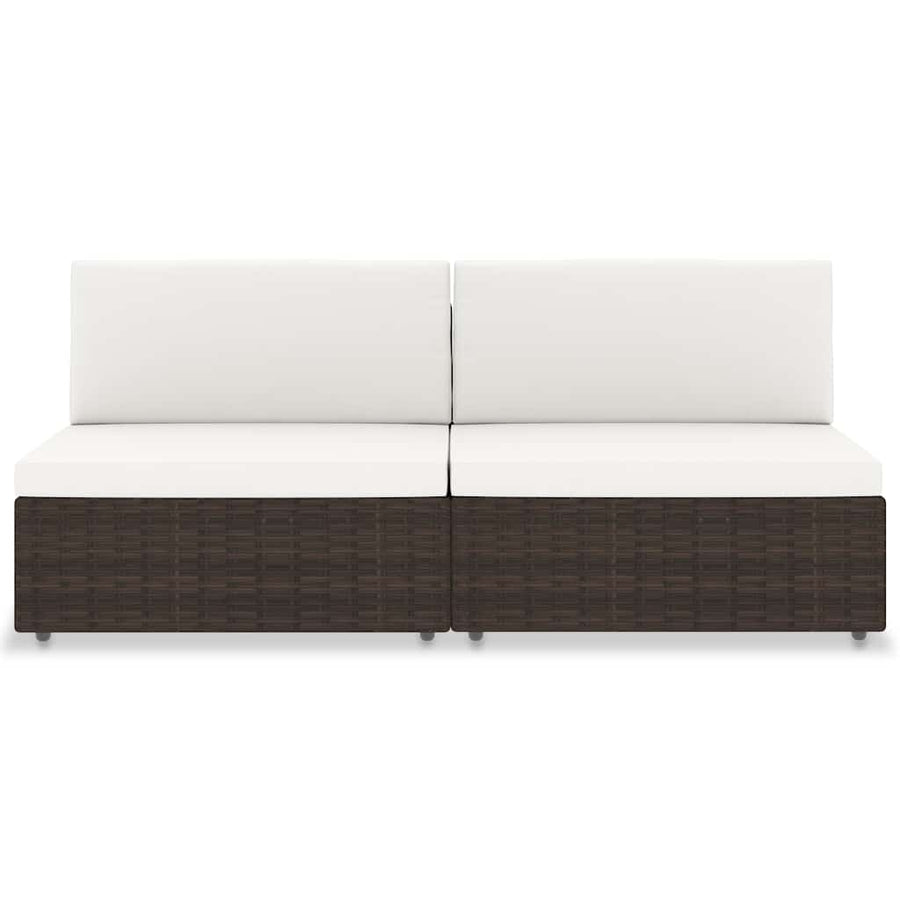 Sectional Sofa 2-Seater Poly Rattan Brown