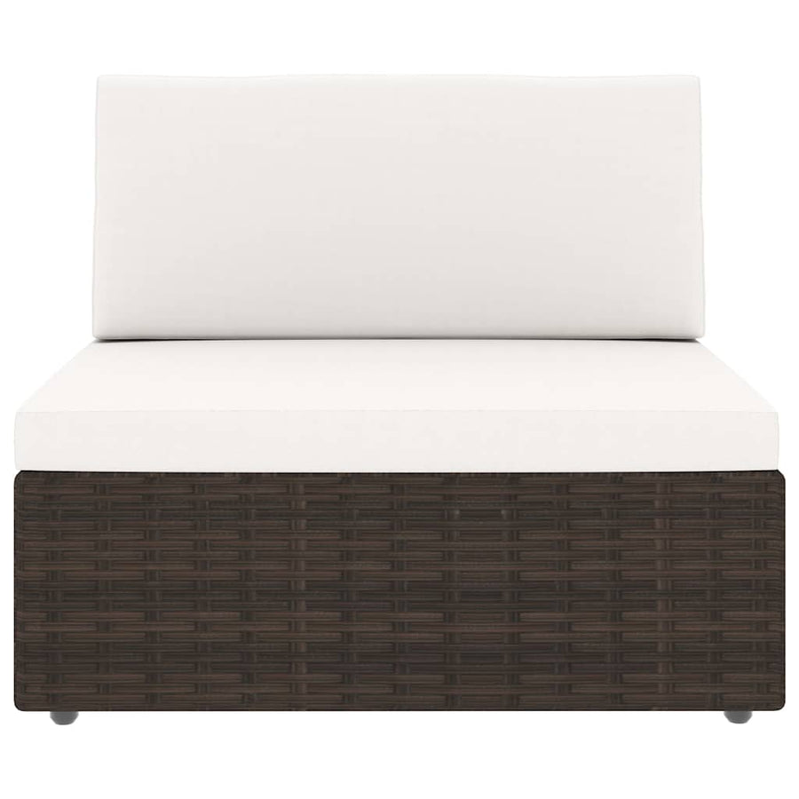 Sectional Sofa 2-Seater Poly Rattan Brown