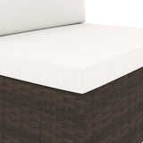 Sectional Sofa 2-Seater Poly Rattan Brown - Close-Up Angle