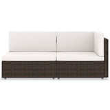 Sectional Sofa 2-Seater Poly Rattan Brown - Front View