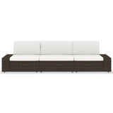 Sectional Sofa 3-Seater Poly Rattan Brown