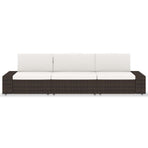 Sectional Sofa 3-Seater Poly Rattan Brown
