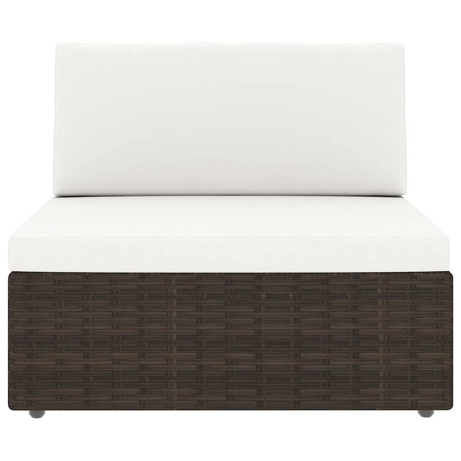 Sectional Sofa 3-Seater Poly Rattan Brown
