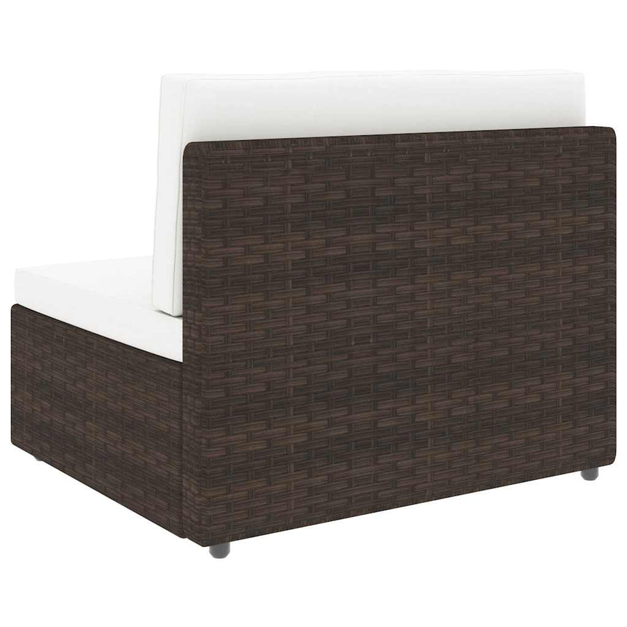 Sectional Sofa 3-Seater Poly Rattan Brown