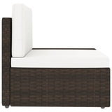 Sectional Sofa 3-Seater Poly Rattan Brown - 45-Degree Angle