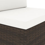 Sectional Sofa 3-Seater Poly Rattan Brown - Close-Up Angle