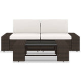 3 Piece Garden Lounge Set Poly Rattan Brown - Front View