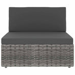 Sectional Middle Sofa Poly Rattan Grey