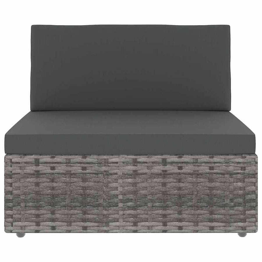Sectional Middle Sofa Poly Rattan Grey