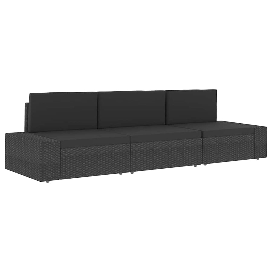 Sectional Middle Sofa Poly Rattan Grey