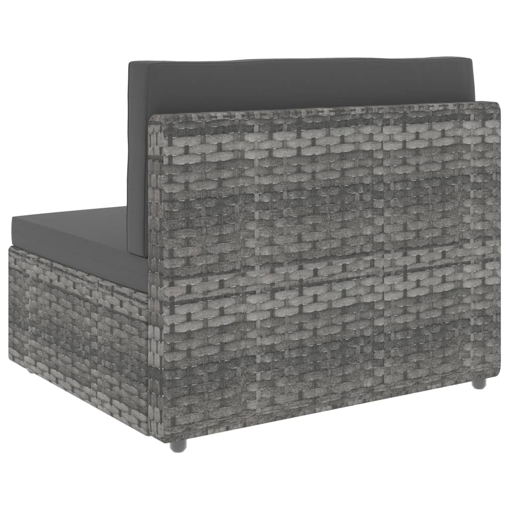 Sectional Middle Sofa Poly Rattan Grey