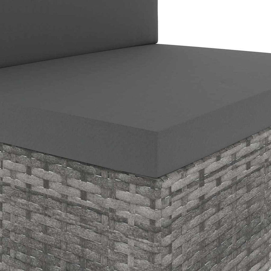 Sectional Middle Sofa Poly Rattan Grey