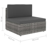 Sectional Middle Sofa Poly Rattan Grey