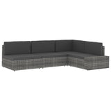 Sectional Corner Sofa with Left Armrest Poly Rattan Grey - Extra Image