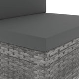 Sectional Corner Sofa with Left Armrest Poly Rattan Grey - 45-Degree Angle