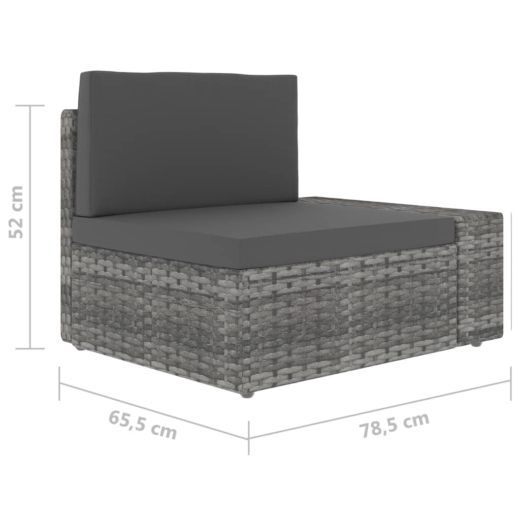 Sectional Corner Sofa with Left Armrest Poly Rattan Grey