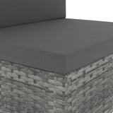 Sectional Corner Sofa with Right Armrest Poly Rattan Grey - 45-Degree Angle