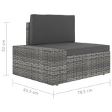 Sectional Corner Sofa with Right Armrest Poly Rattan Grey - Rear View