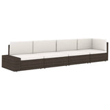 Sectional Corner Sofa with Right Armrest Poly Rattan Grey - Close-Up Angle