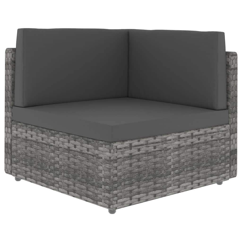 Sectional Corner Sofa Poly Rattan Grey