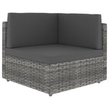 Sectional Corner Sofa Poly Rattan Grey