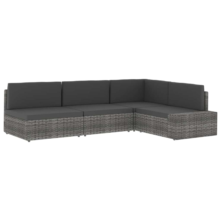Sectional Corner Sofa Poly Rattan Grey