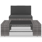 2 Piece Garden Lounge Set Poly Rattan Grey