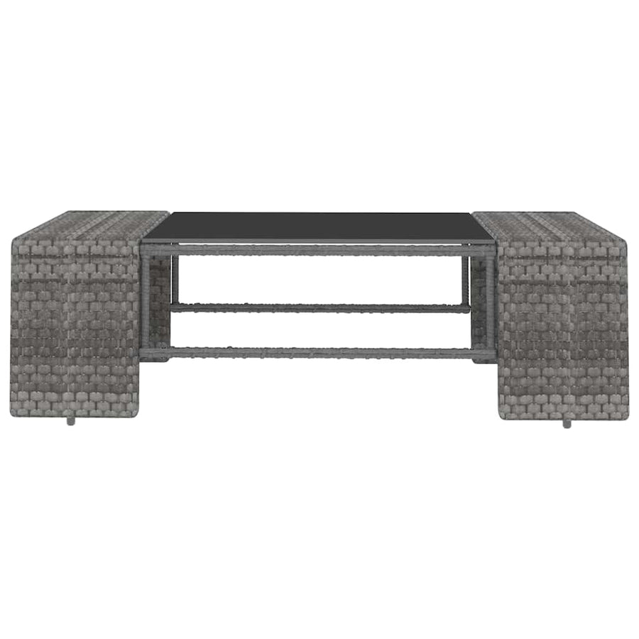 2 Piece Garden Lounge Set Poly Rattan Grey