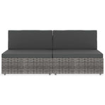 Sectional Sofa 2-Seater Poly Rattan Grey