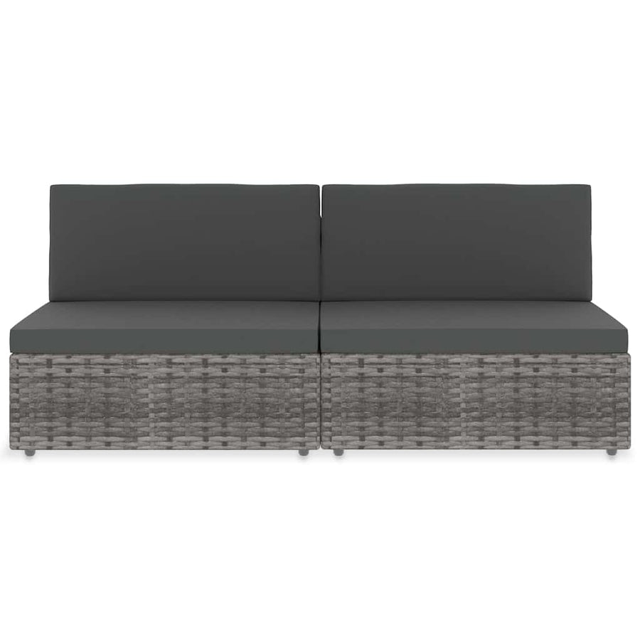 Sectional Sofa 2-Seater Poly Rattan Grey