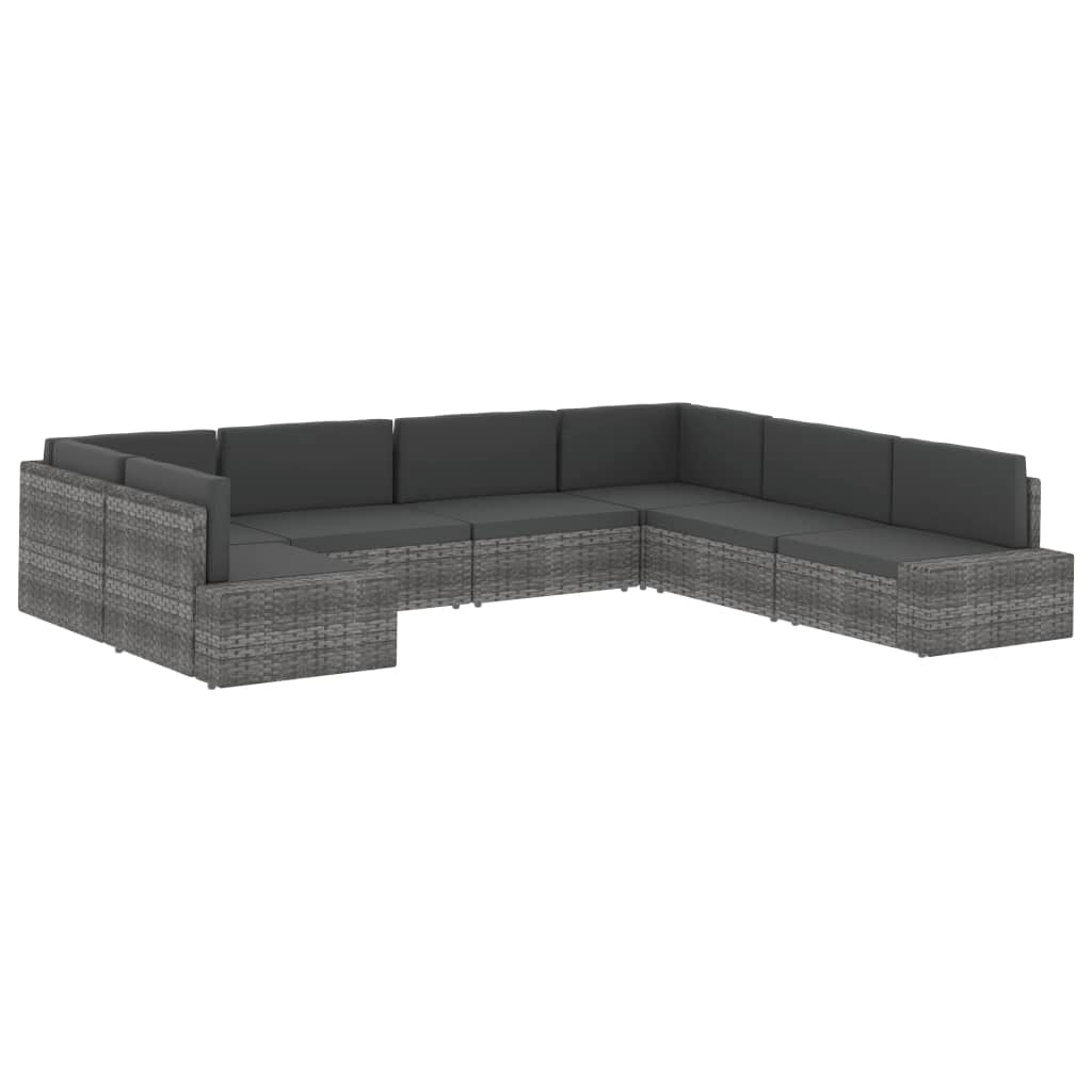 Sectional Sofa 2-Seater Poly Rattan Grey
