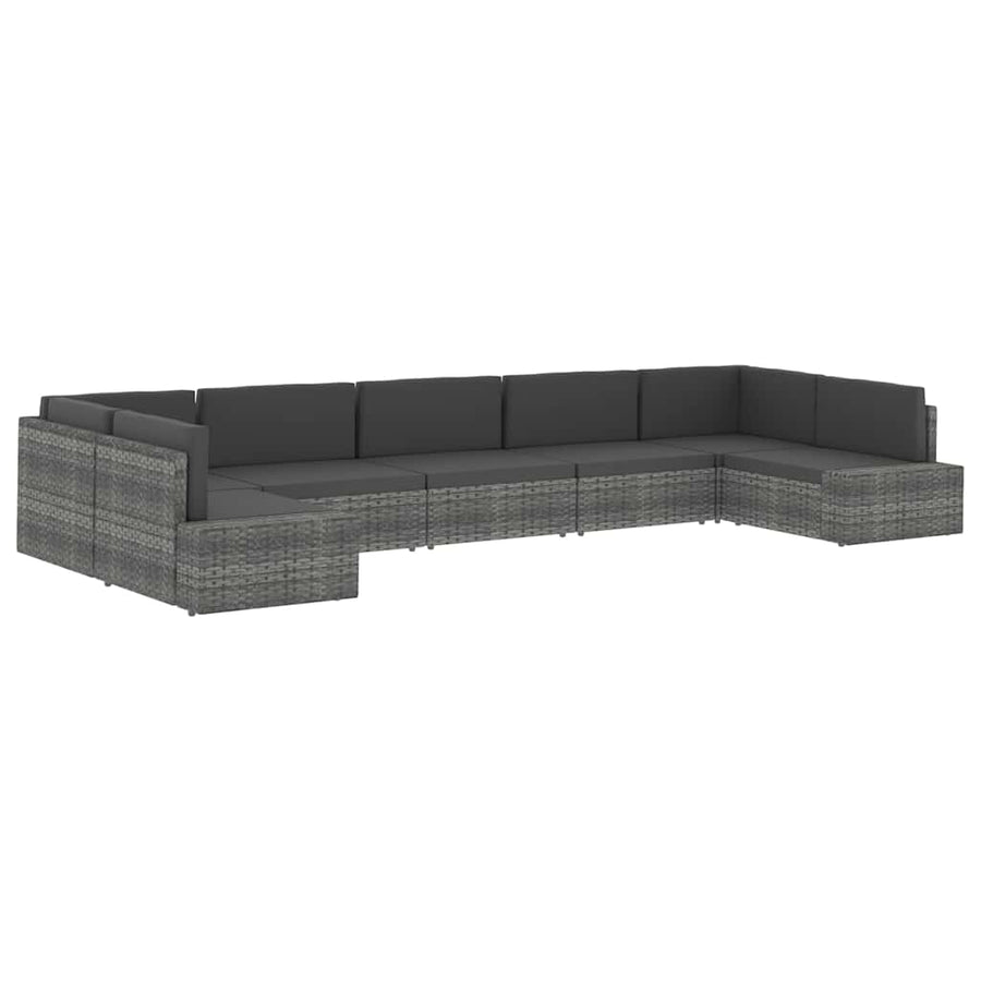 Sectional Sofa 2-Seater Poly Rattan Grey