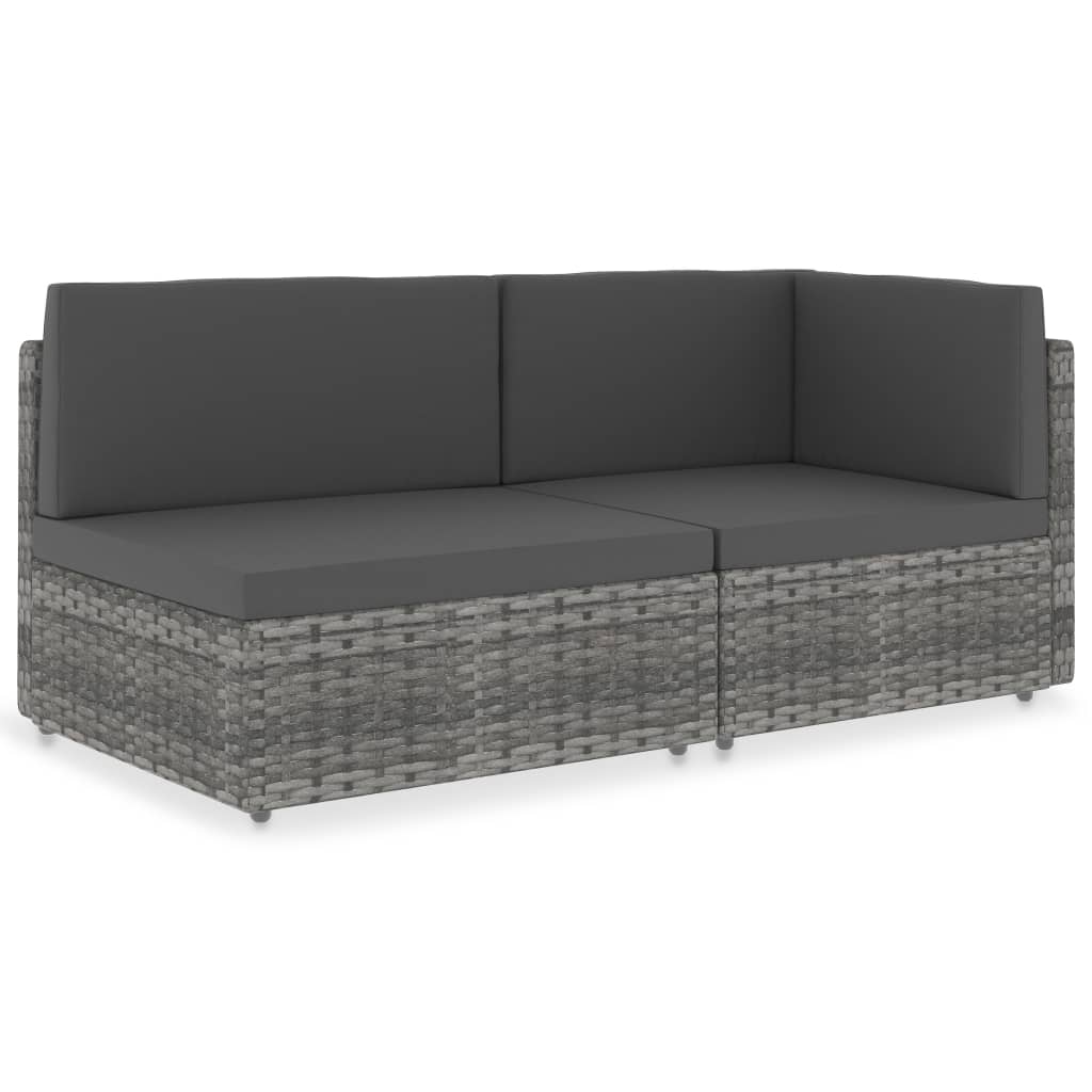 Sectional Sofa 2-Seater Poly Rattan Grey