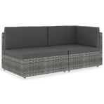 Sectional Sofa 2-Seater Poly Rattan Grey