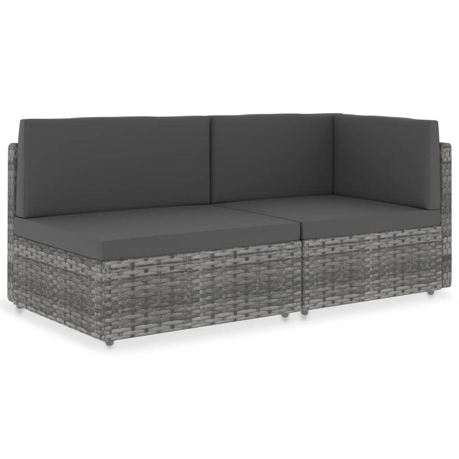 Sectional Sofa 2-Seater Poly Rattan Grey