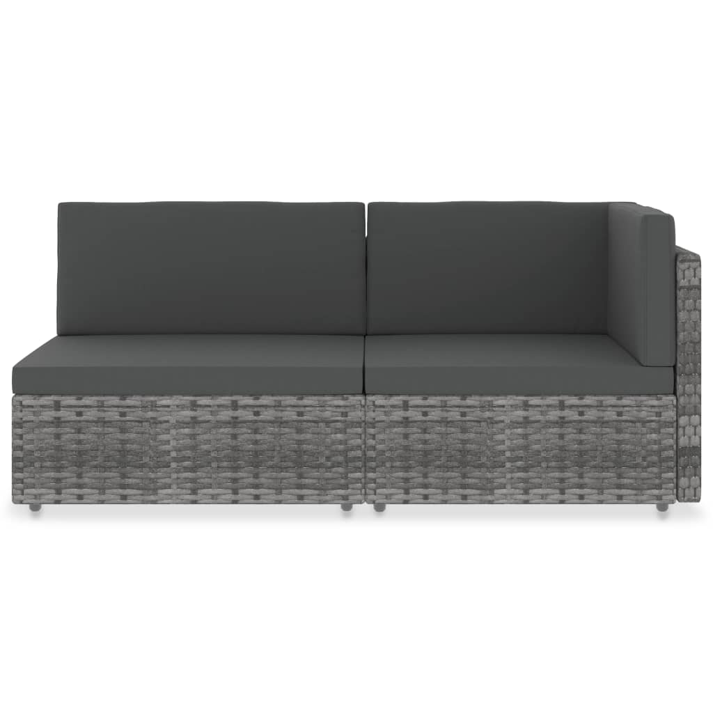 Sectional Sofa 2-Seater Poly Rattan Grey