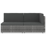 Sectional Sofa 2-Seater Poly Rattan Grey
