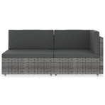 Sectional Sofa 2-Seater Poly Rattan Grey