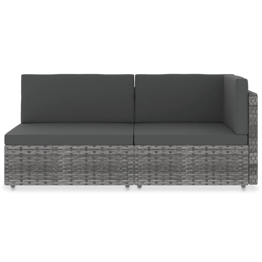 Sectional Sofa 2-Seater Poly Rattan Grey