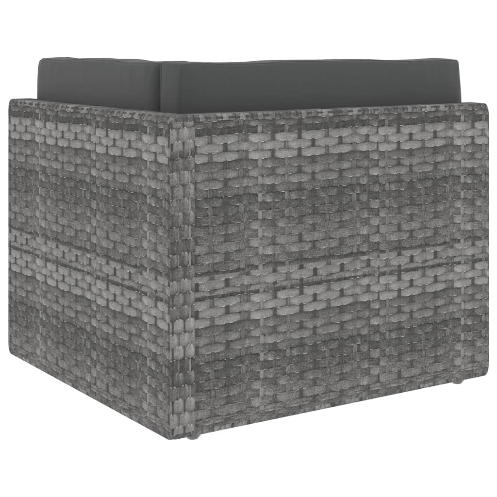 Sectional Sofa 2-Seater Poly Rattan Grey