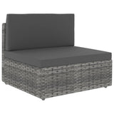 Sectional Sofa 2-Seater Poly Rattan Grey - Side View